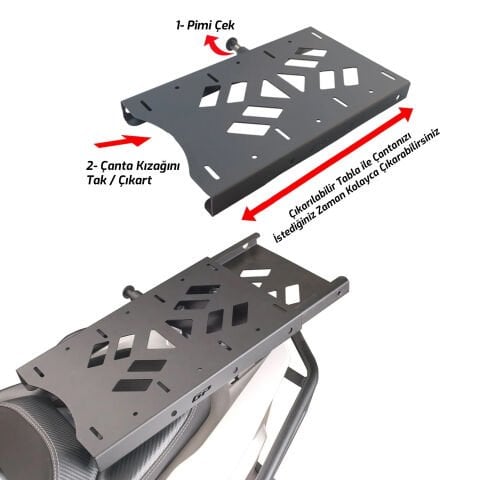 GP Kompozit Honda Dio 2021-2025 Uyumlu Pratik Tak-Çıkar Kızaklı Arka Çanta Demiri Siyah