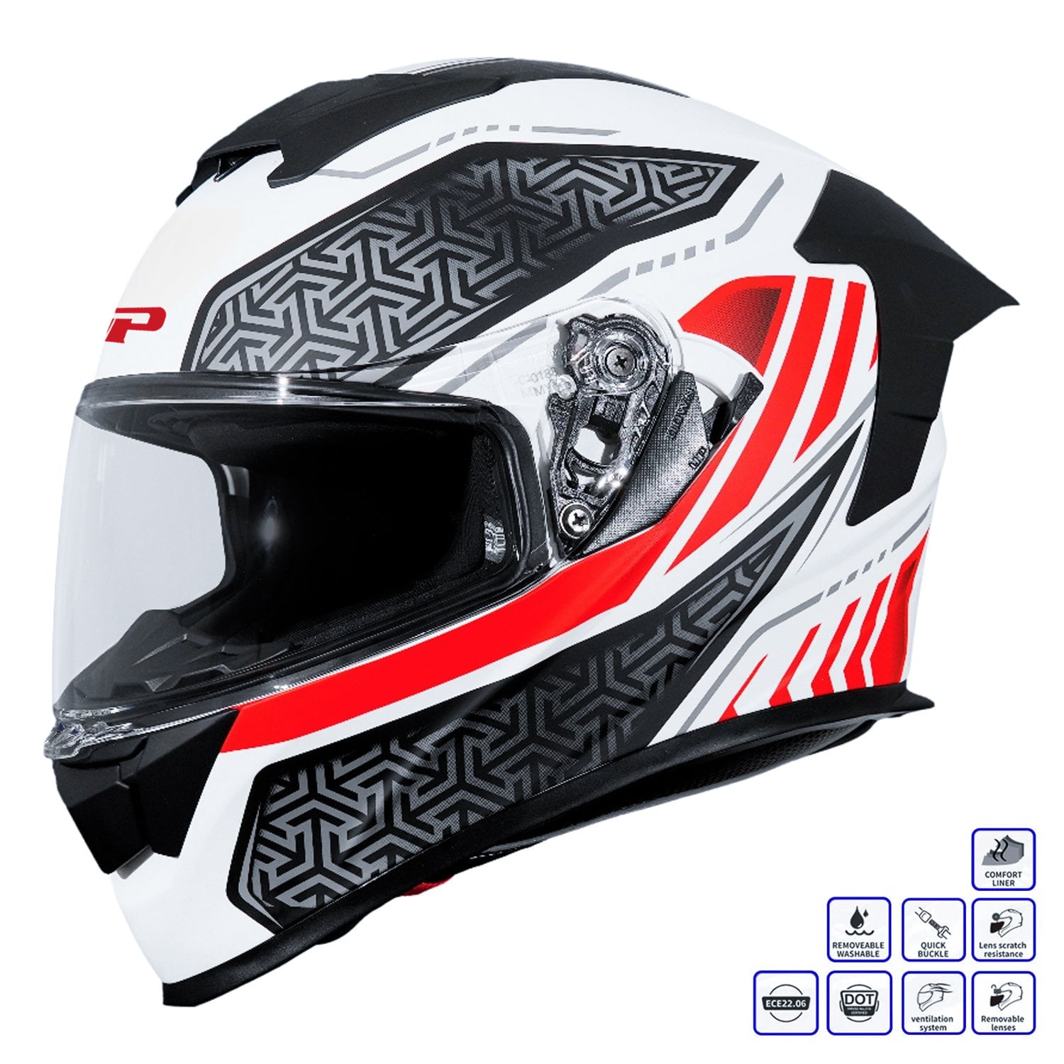 GP Kompozit MKS008-RWRB Yarış Spoiler Güneş Vizörlü Şeffaf Full Face Motosiklet Kaskı