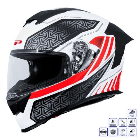 GP Kompozit MKS008-RWRB Yarış Spoiler Güneş Vizörlü Şeffaf Full Face Motosiklet Kaskı