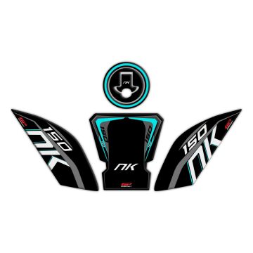 GP Kompozit CF Moto 150 NK 2016-2022 Uyumlu Tank Pad Seti Siyah-Turkuaz