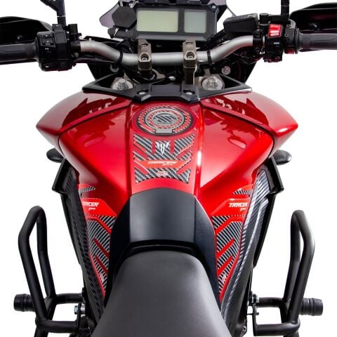 GP Kompozit Yamaha MT-09 Tracer 2015-2020 Uyumlu Tank Pad Seti Kırmızı-Karbon