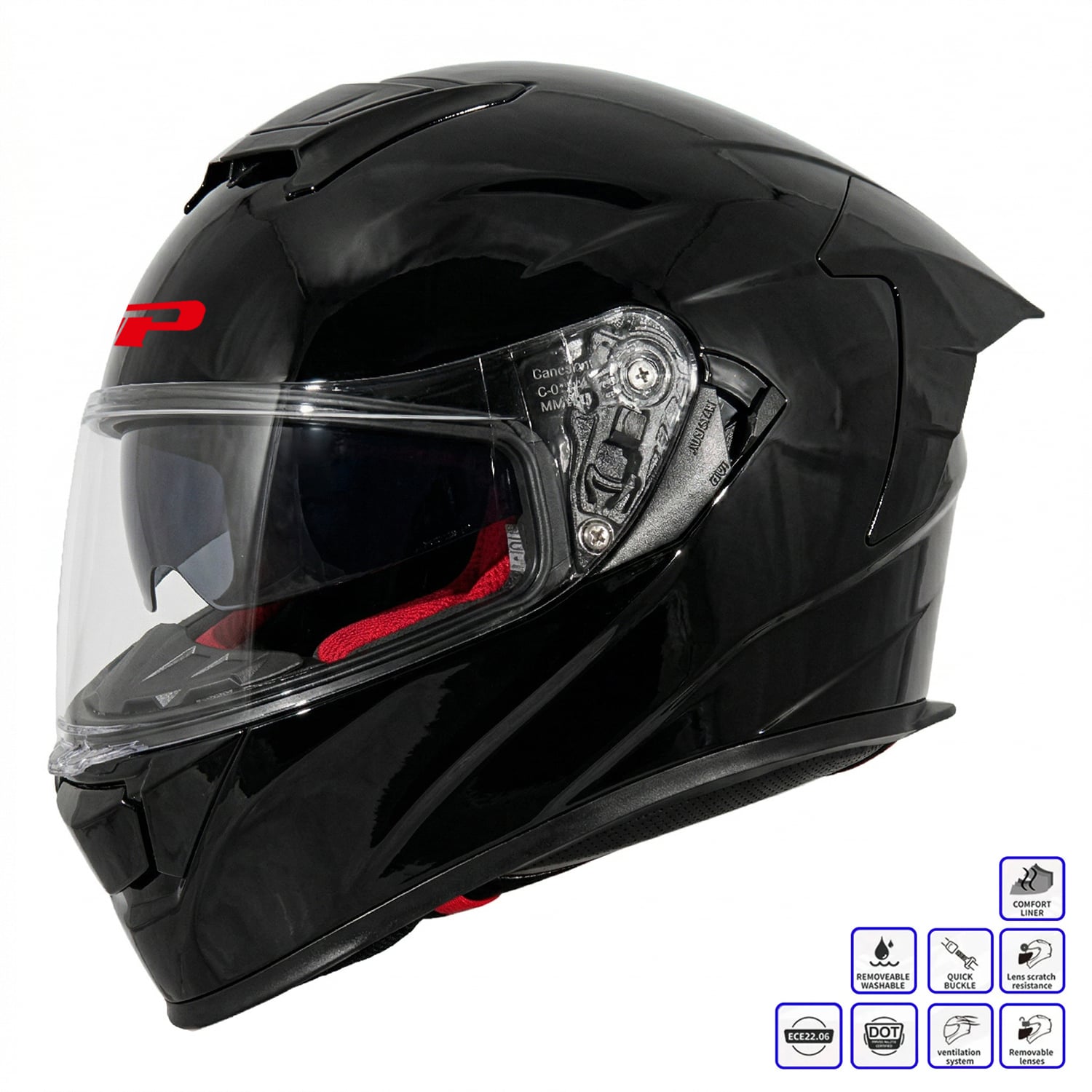 GP Kompozit MKS008-GB Yarış Spoiler Güneş Vizörlü Şeffaf Full Face Motosiklet Kaskı