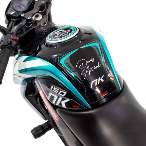 GP Kişiye Özel CF Moto 150 NK 2016-2022 Uyumlu Tank Pad Seti Siyah-Turkuaz