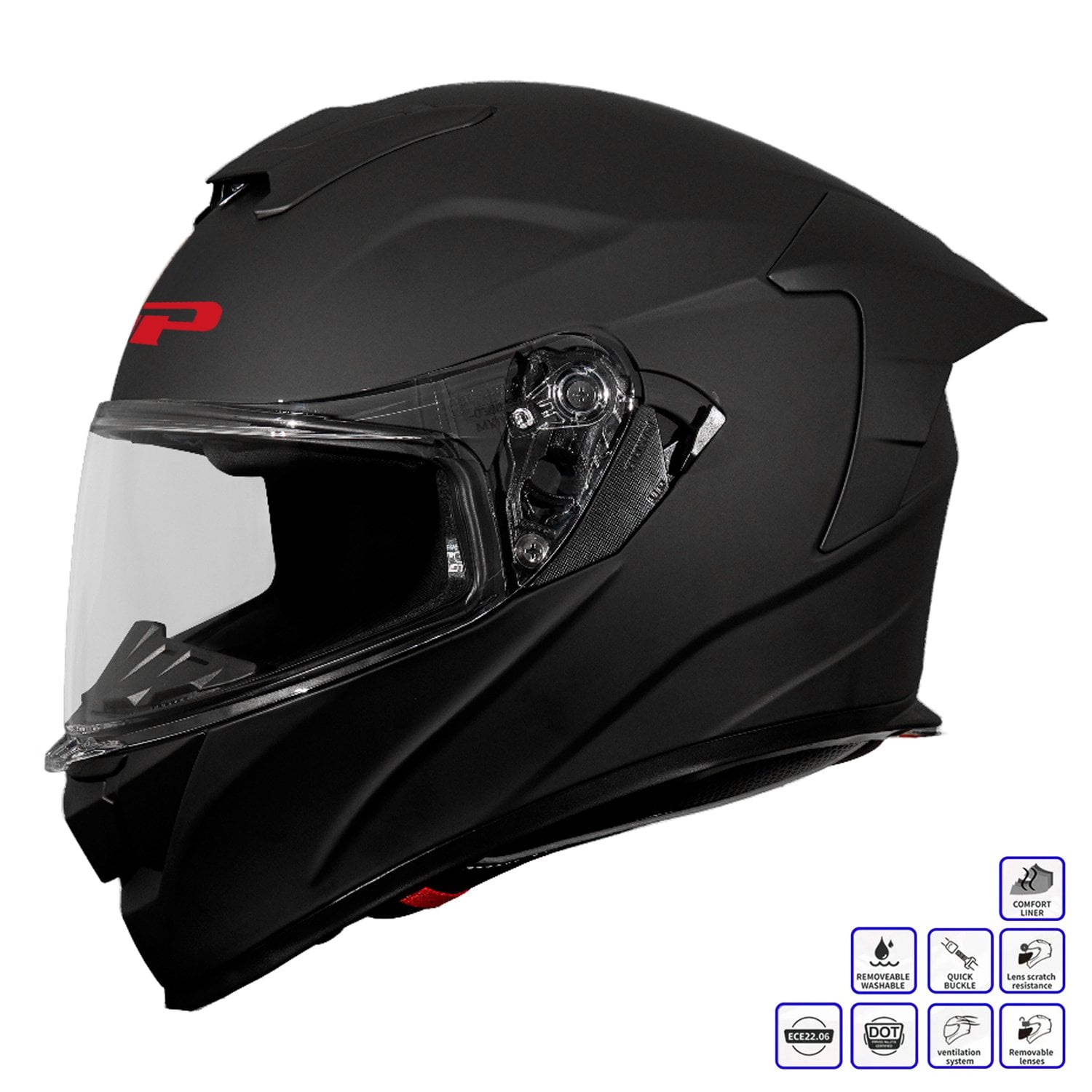 GP Kompozit MKS008-MB Yarış Spoiler Güneş Vizörlü Şeffaf Full Face Motosiklet Kaskı