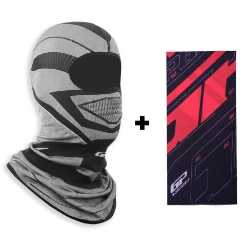 GP Kompozit Kışlık Motorcu Balaklava Maske Gri (1 Adet Boyunluk Buff Hediye)