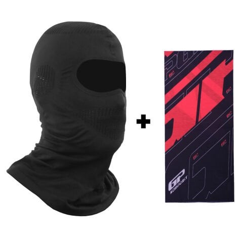 GP Kompozit Yazlık Motorcu Balaklava Maske Siyah (1 Adet Boyunluk Buff Hediye)