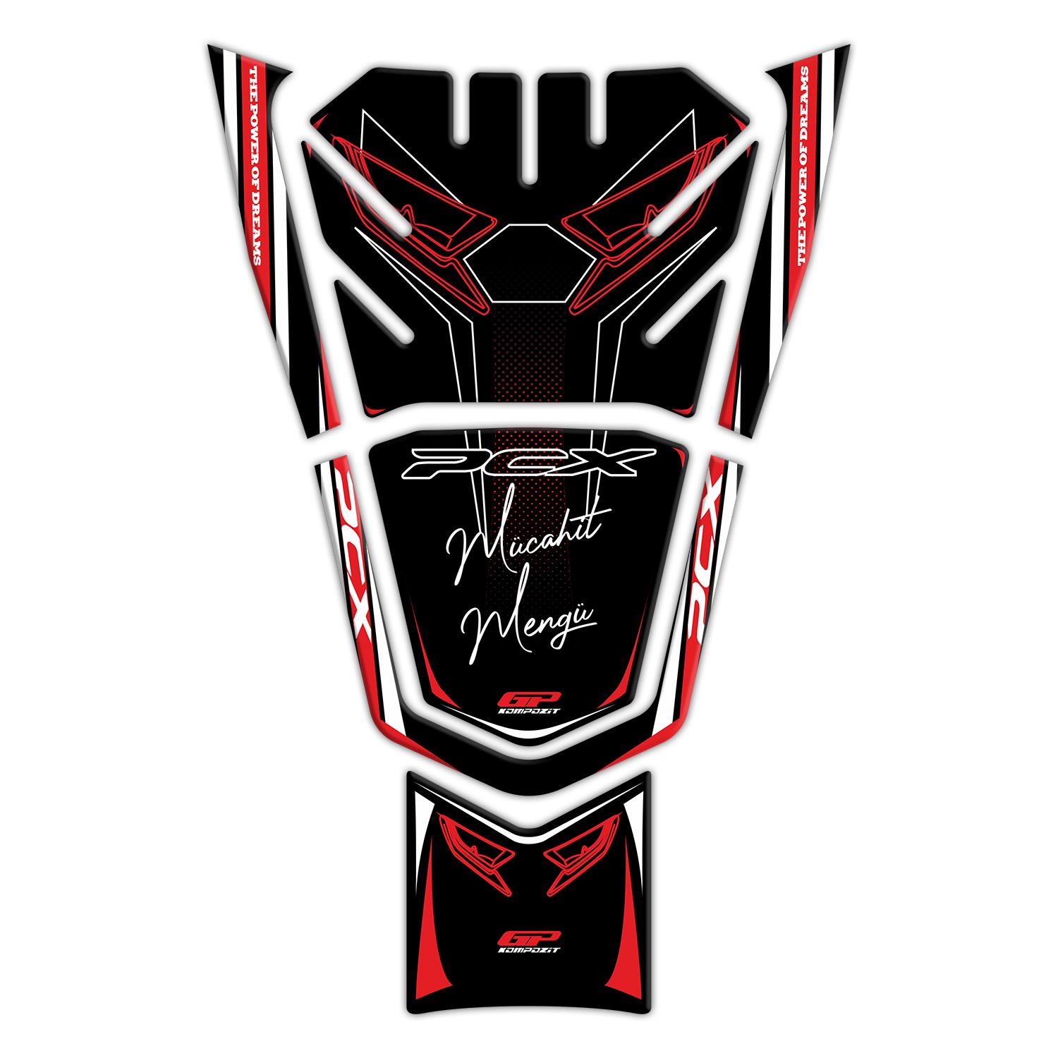 GP Kişiye Özel Honda PCX 125 2021-2024 Uyumlu Tank Pad Kırmızı