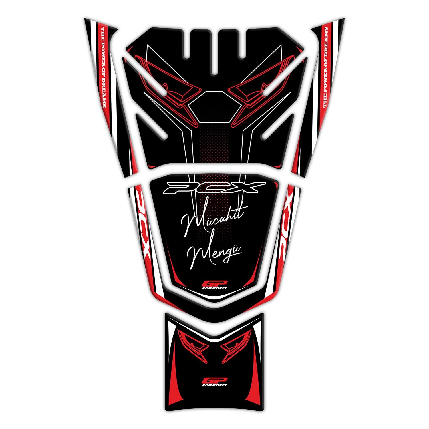 GP Kişiye Özel Honda PCX 125 2021-2024 Uyumlu Tank Pad Kırmızı