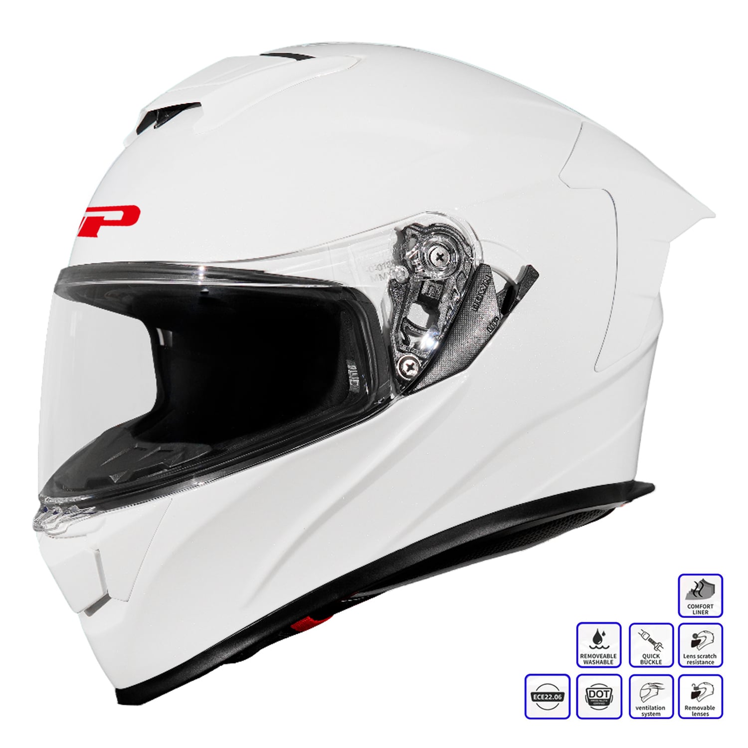 GP Kompozit MKS008-PW Yarış Spoiler Güneş Vizörlü Şeffaf Full Face Motosiklet Kaskı