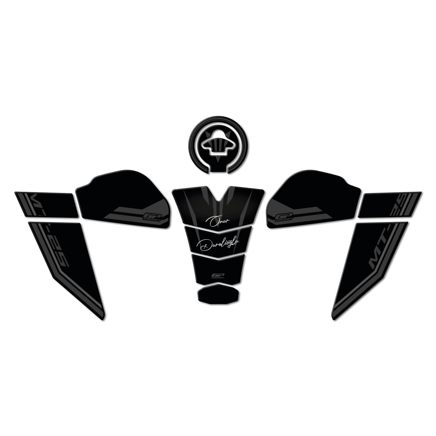 GP Kişiye Özel Yamaha MT-25 2020-2026 Uyumlu Tank Pad Seti Siyah