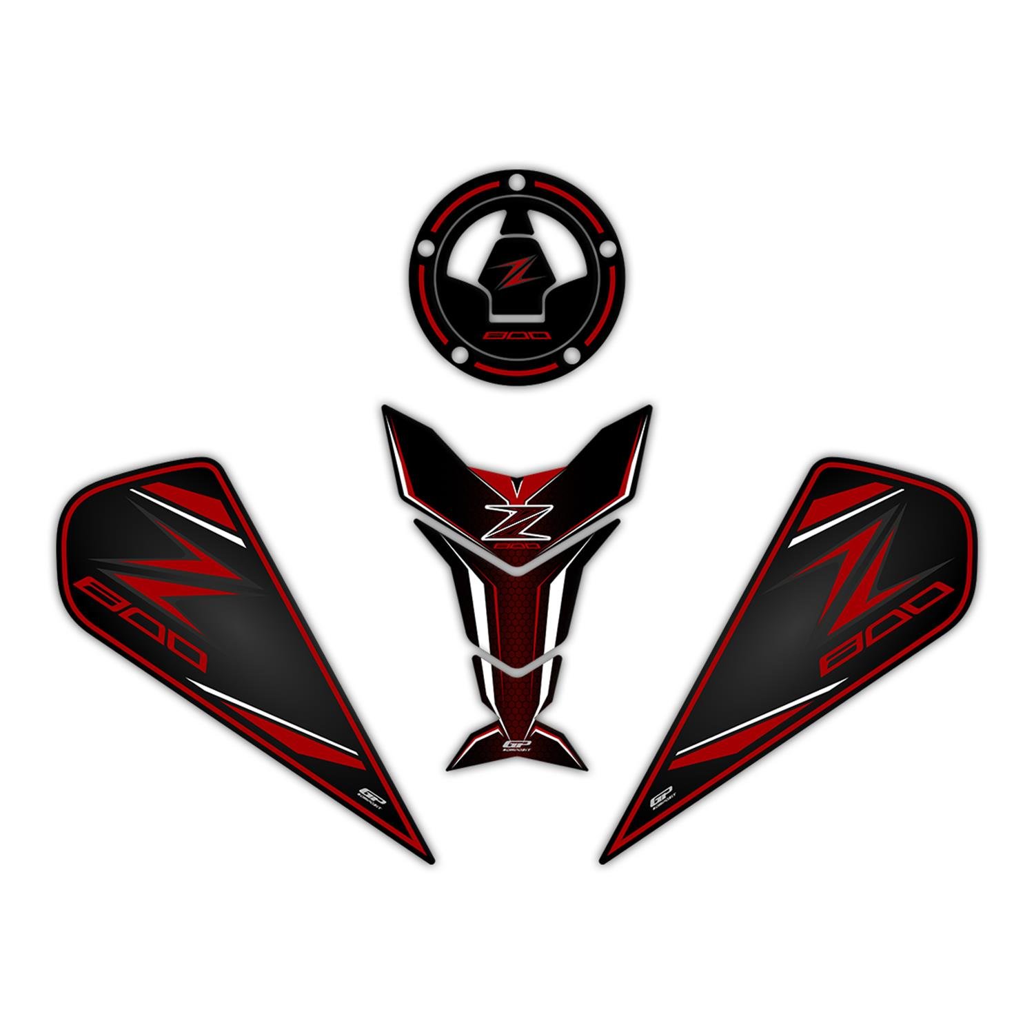 GP Kompozit Kawasaki Z 800 2013-2018 Uyumlu Tank Pad Kırmızı