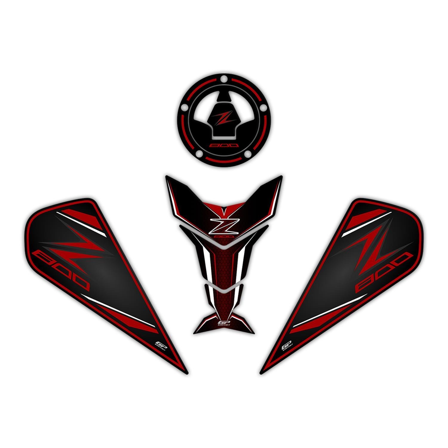 GP Kompozit Kawasaki Z 800 2013-2018 Uyumlu Tank Pad Kırmızı