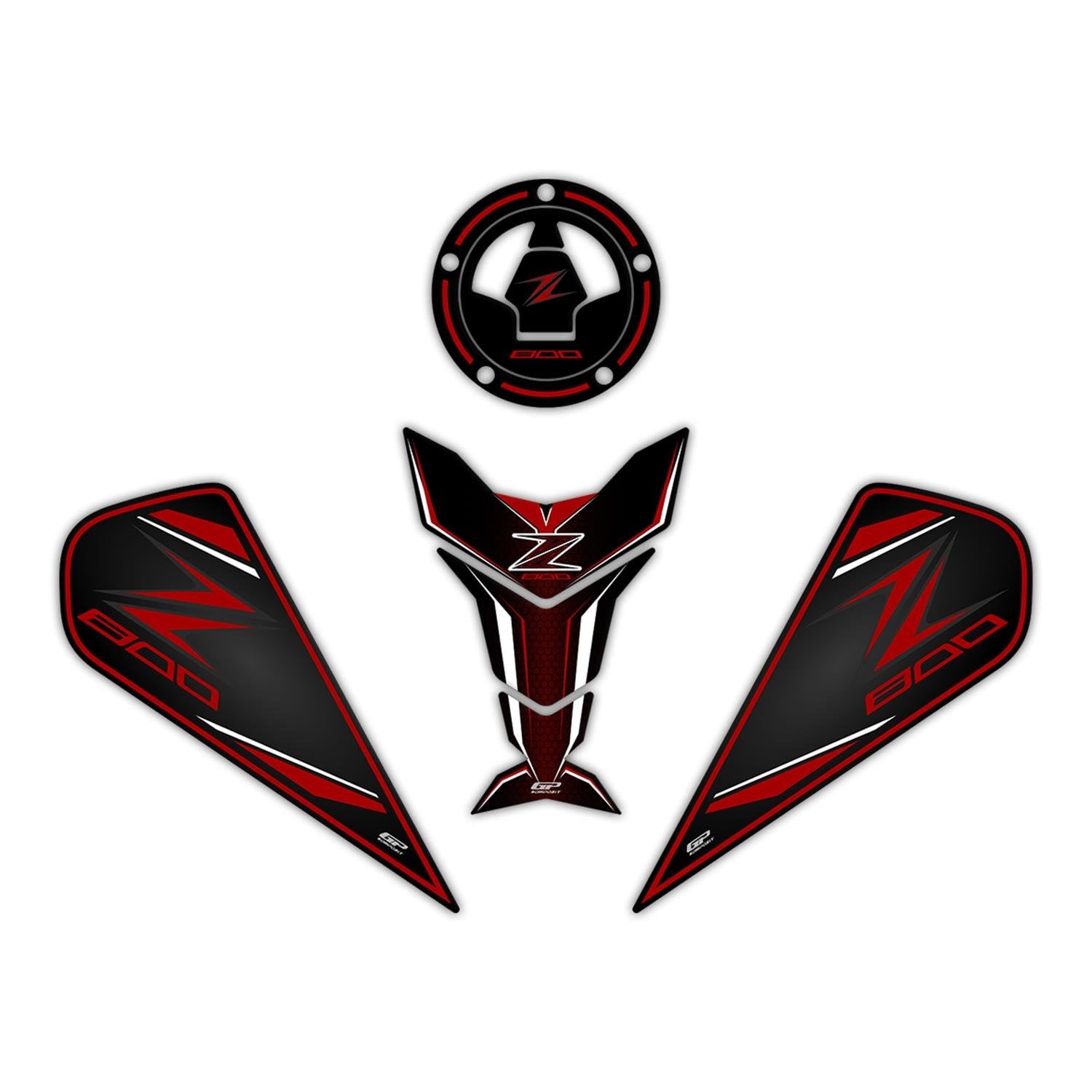 GP Kompozit Kawasaki Z 800 2013-2018 Uyumlu Tank Pad Kırmızı