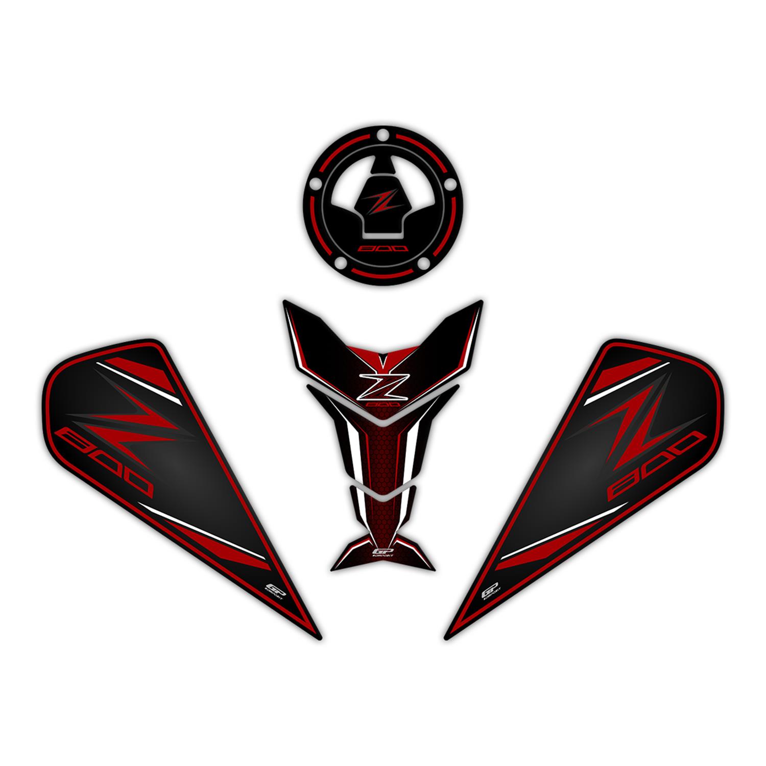 GP Kompozit Kawasaki Z 800 2013-2018 Uyumlu Tank Pad Kırmızı