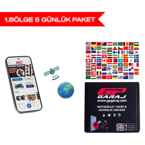 GP Garaj TKP001 Motosiklet Takip Ve Güvenlik Sistemi -  Yurt Dışı 1. Bölge Kullanım Paketi  - 5 Gün