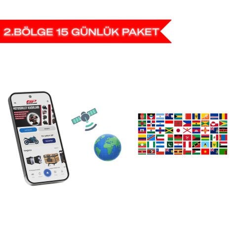 GP Garaj TKP001 Motosiklet Takip Ve Güvenlik Sistemi -  Yurt Dışı 2. Bölge Kullanım Paketi  - 15 Gün