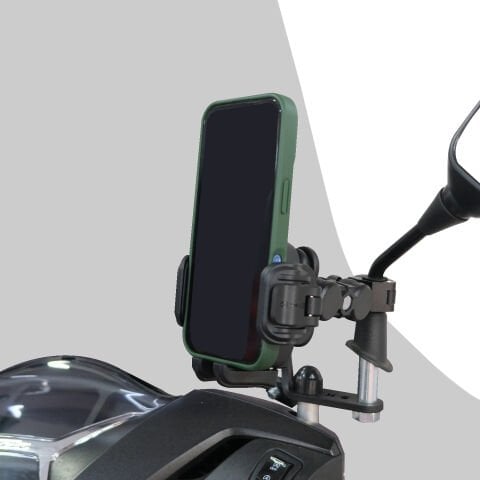 GP Kompozit TTR16 Universal Ayna Kolu Bağlantılı Titreşim Modüllü Telefon Tutucu Siyah