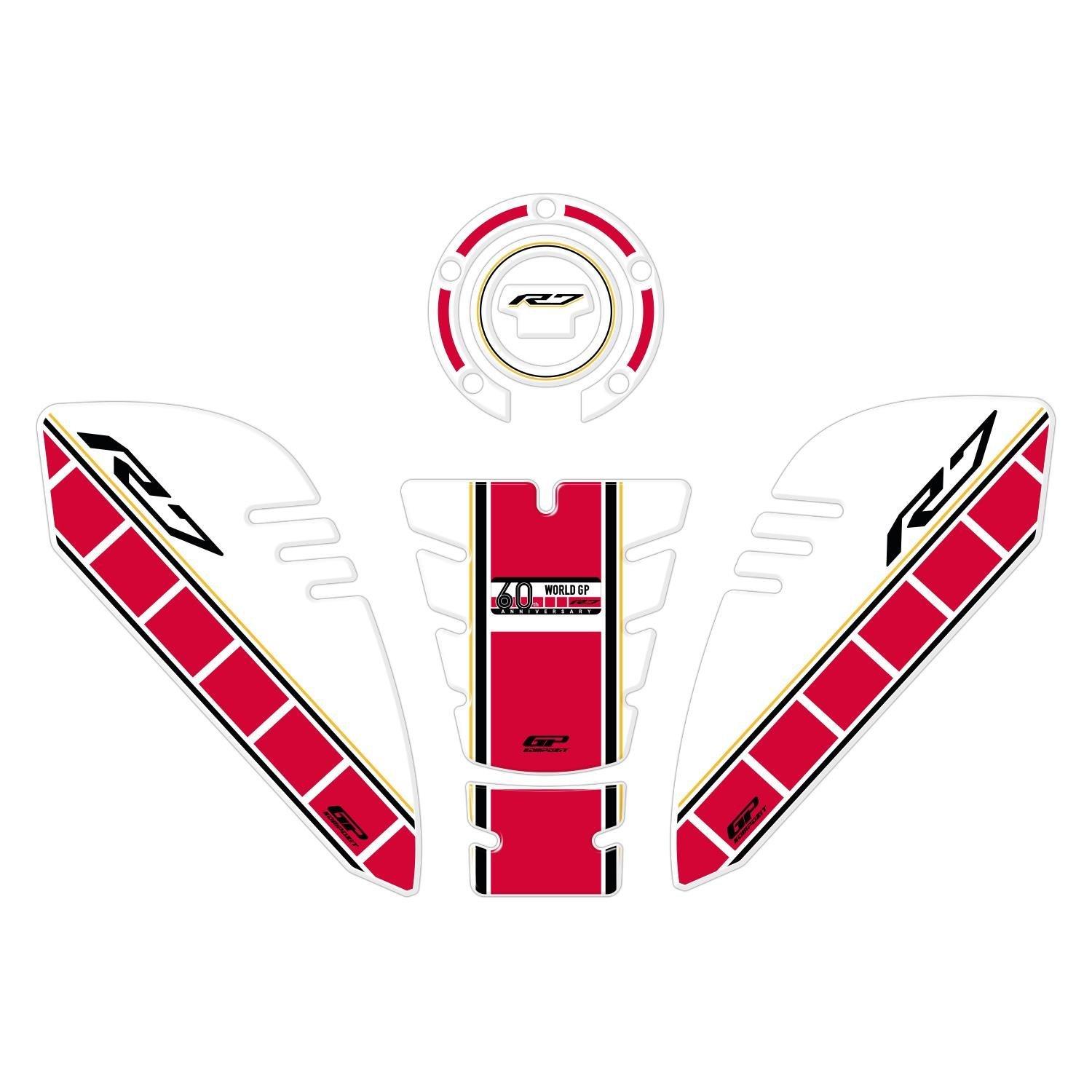 GP Kompozit Yamaha R7 2021–2024 Uyumlu Tank Pad Seti 60.Yıl