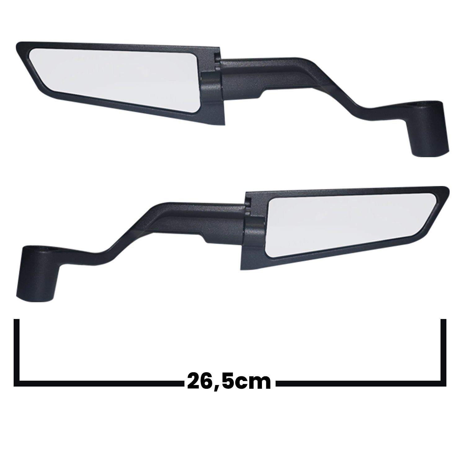 GP Kompozit AYN003 Universal Kalın H2 Spor Kanat Tipi Motosiklet Dikiz Aynası Siyah