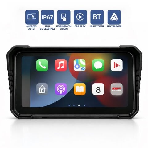 GP VOVEL M-790 6.25” Ekran Ön Arka Kameralı Motosiklet CarPlay Multimedya Navigasyon Sistemi