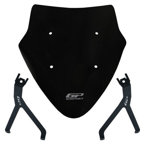GP Kompozit Mondial 125 Drift L 2018-2026 Uyumlu Spor Ön Cam Siyah