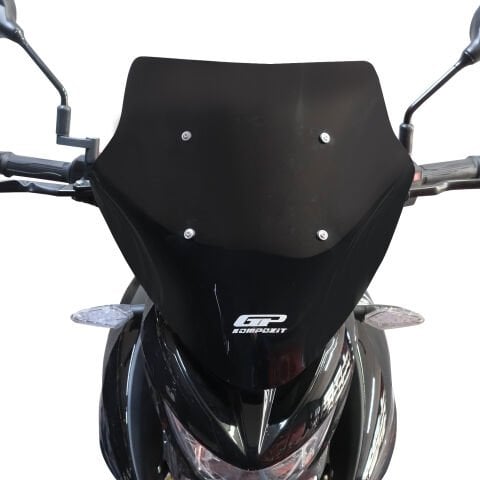 GP Kompozit Mondial 125 Drift L 2018-2026 Uyumlu Spor Ön Cam Siyah
