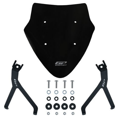 GP Kompozit Mondial 125 Drift L 2018-2026 Uyumlu Spor Ön Cam Siyah