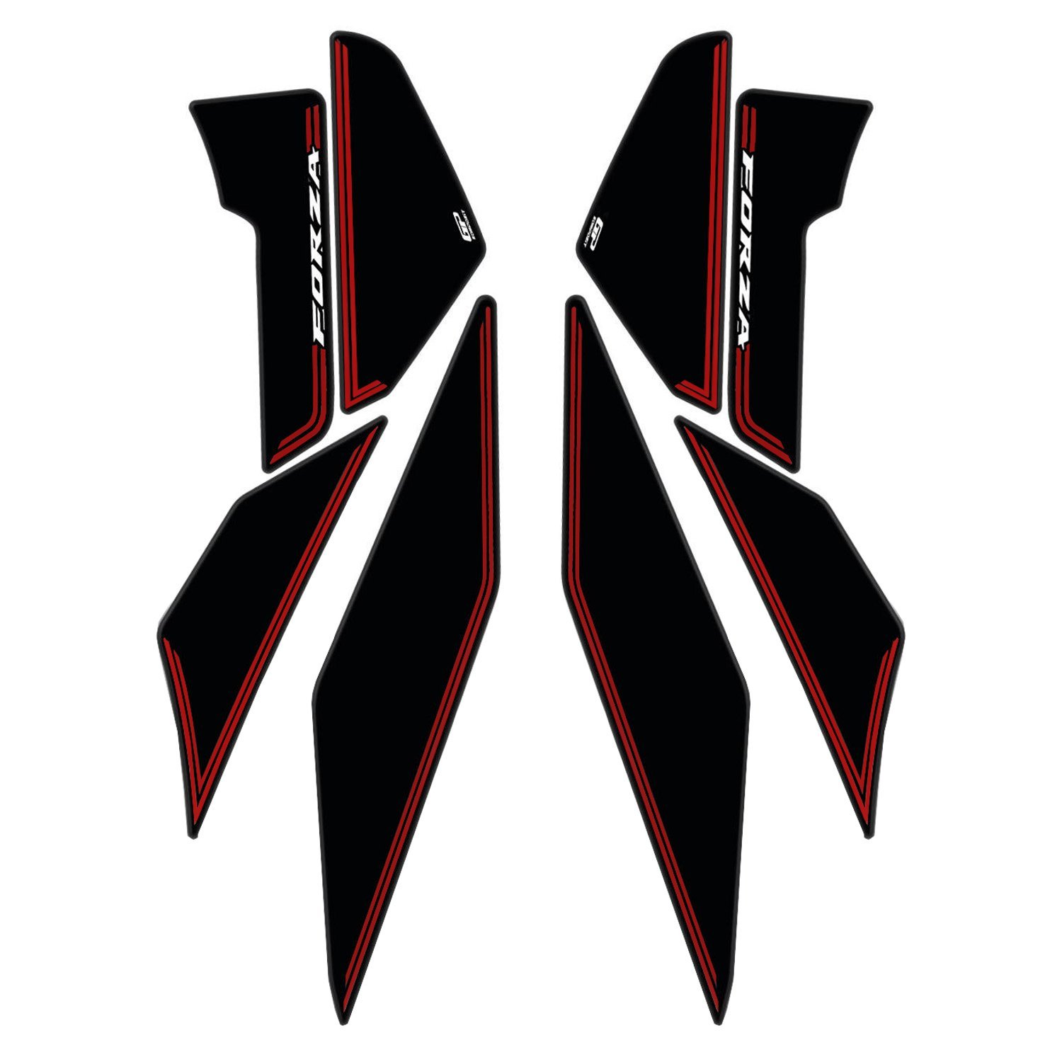 GP Kompozit Honda Forza 250 2018-2025 Uyumlu Yan Alt Ayak Pad Siyah-Kırmızı