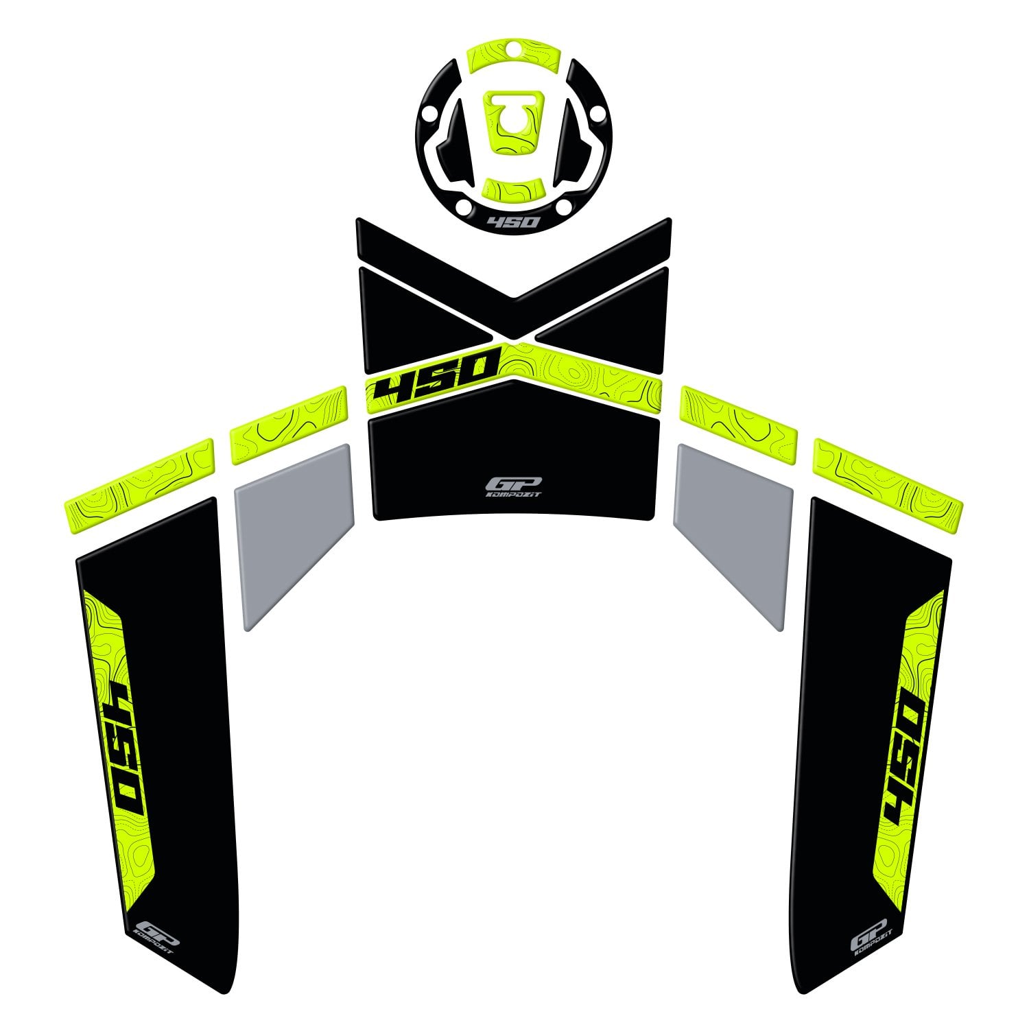 GP Kompozit CF Moto 450 MT 2024-2026 Uyumlu Tank Pad Siyah