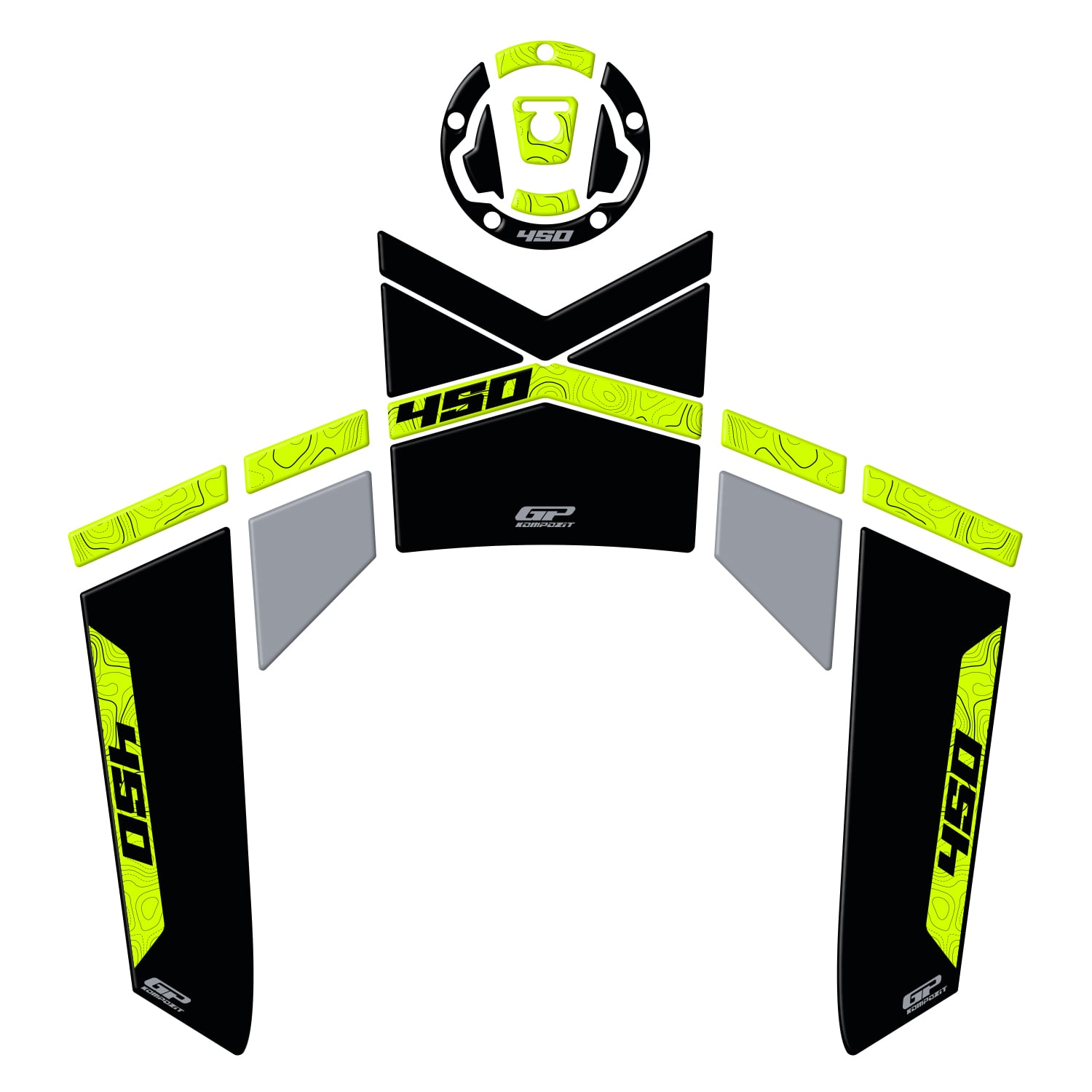 GP Kompozit CF Moto 450 MT 2024-2026 Uyumlu Tank Pad Siyah