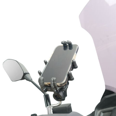 GP Kompozit TTR07 Universal Ayna Bağlantılı Titreşim Modüllü Telefon Tutucu Siyah-Beyaz
