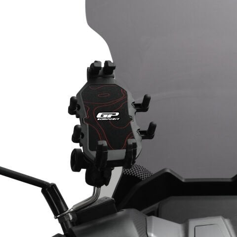 GP Kompozit TTR07 Universal Ayna Bağlantılı Titreşim Modüllü Telefon Tutucu Siyah-Kırmızı