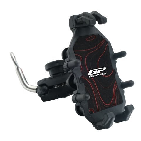 GP Kompozit TTR07 Universal Ayna Bağlantılı Titreşim Modüllü Telefon Tutucu Siyah-Kırmızı