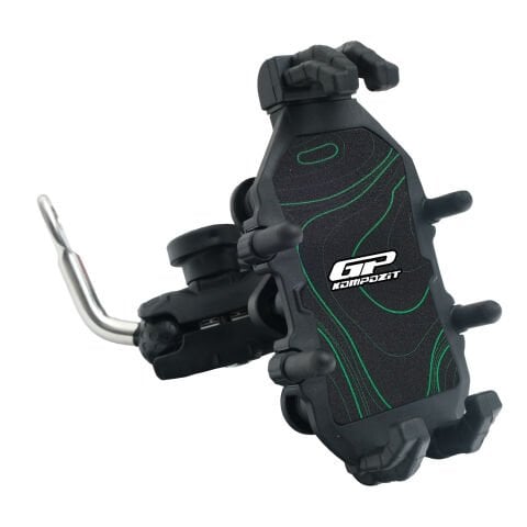 GP Kompozit TTR07 Universal Ayna Bağlantılı Titreşim Modüllü Telefon Tutucu Siyah-Yeşil