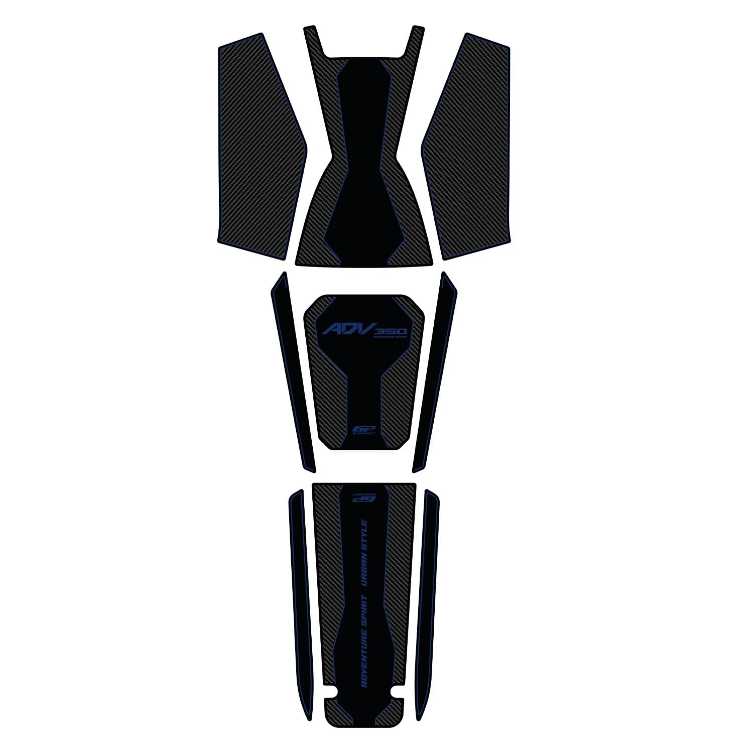 GP Kompozit Honda ADV 350 2023-2026 Uyumlu Tank Pad Seti Karbon-Mavi