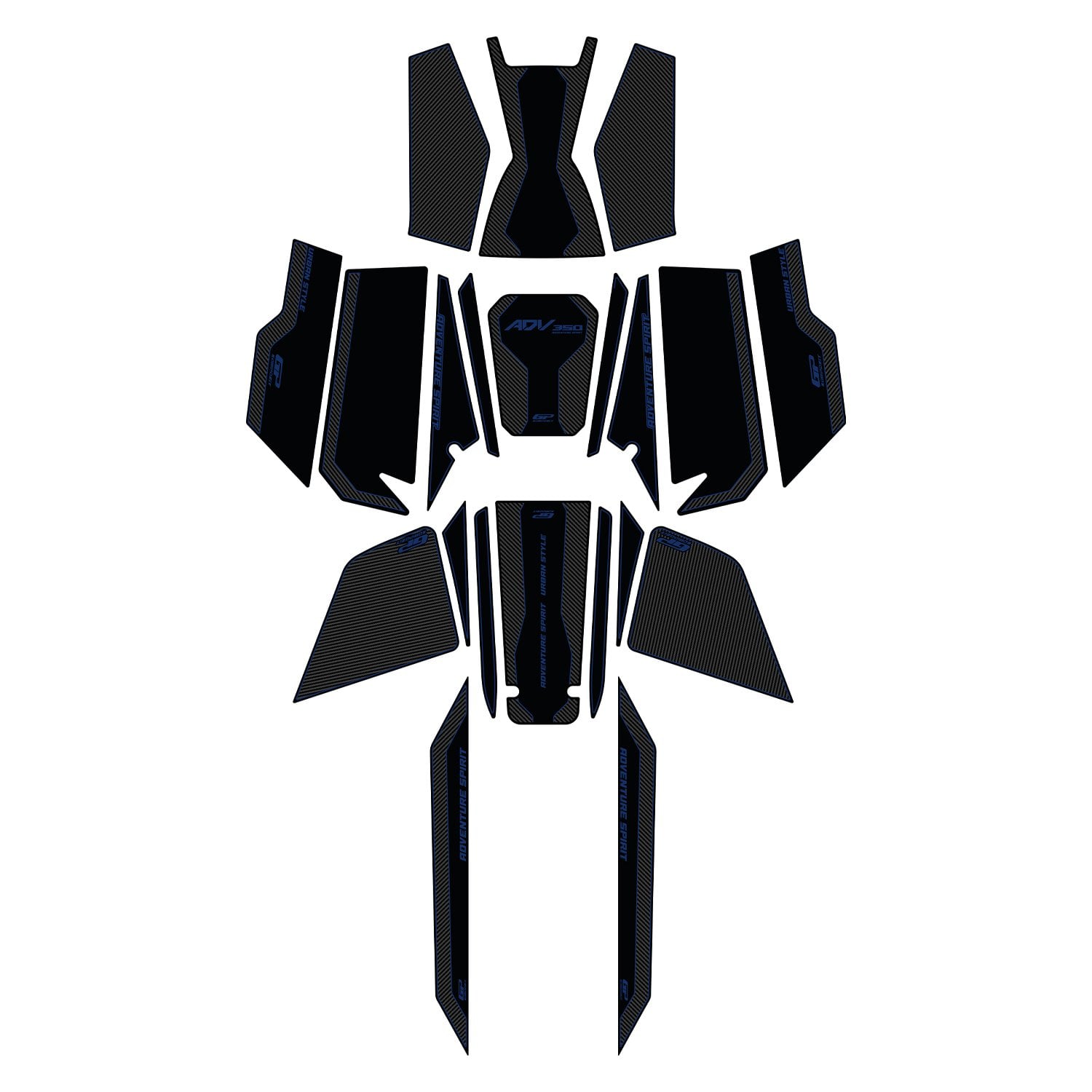 GP Kompozit Honda ADV 350 2023-2026 Uyumlu Full Pad Seti Karbon-Mavi