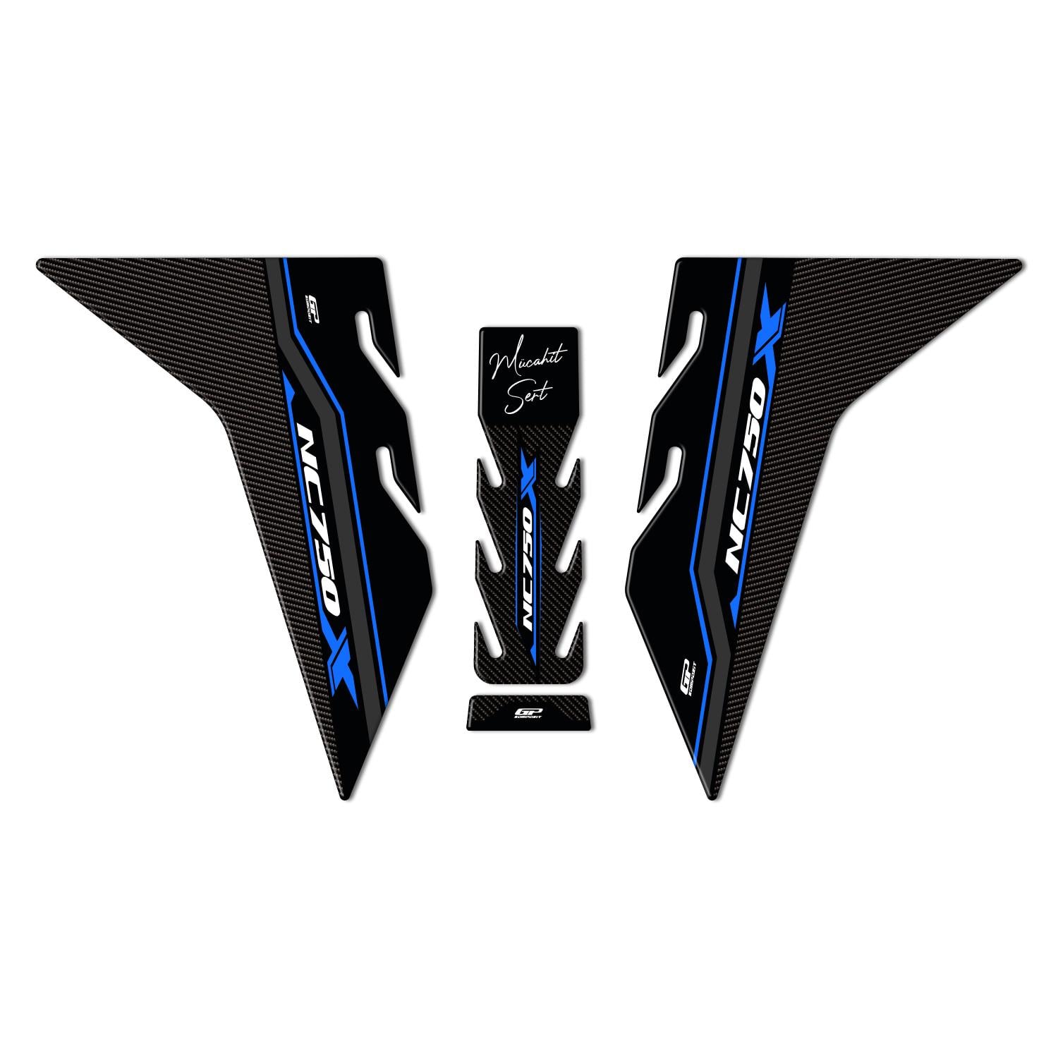GP Kişiye Özel Honda NC 750 X 2021-2024 Uyumlu Tank Pad Seti Mavi