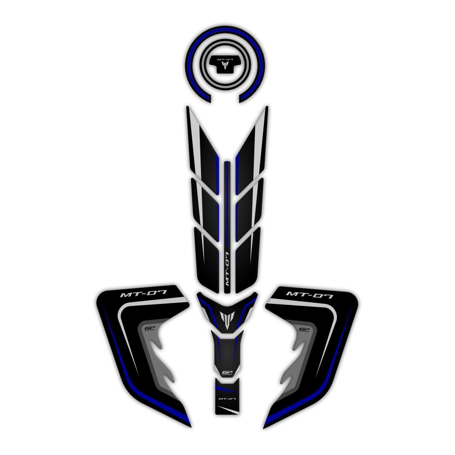 GP Kompozit Yamaha MT-07 2018-2020 Uyumlu Tank Pad Seti Mavi