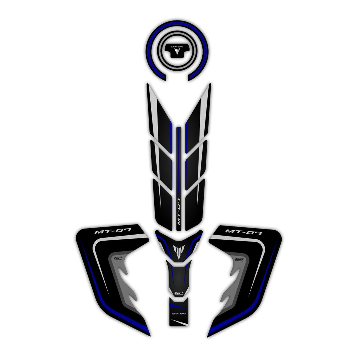 GP Kompozit Yamaha MT-07 2018-2020 Uyumlu Tank Pad Seti Mavi