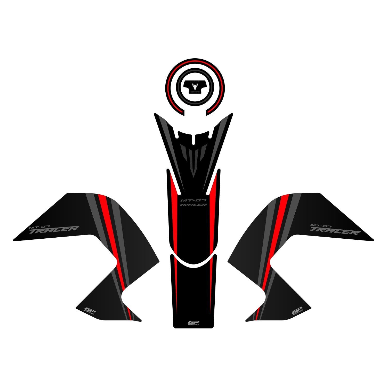 GP Kompozit Yamaha MT-07 Tracer 2016-2019 Uyumlu Tank Pad Seti Kırmızı