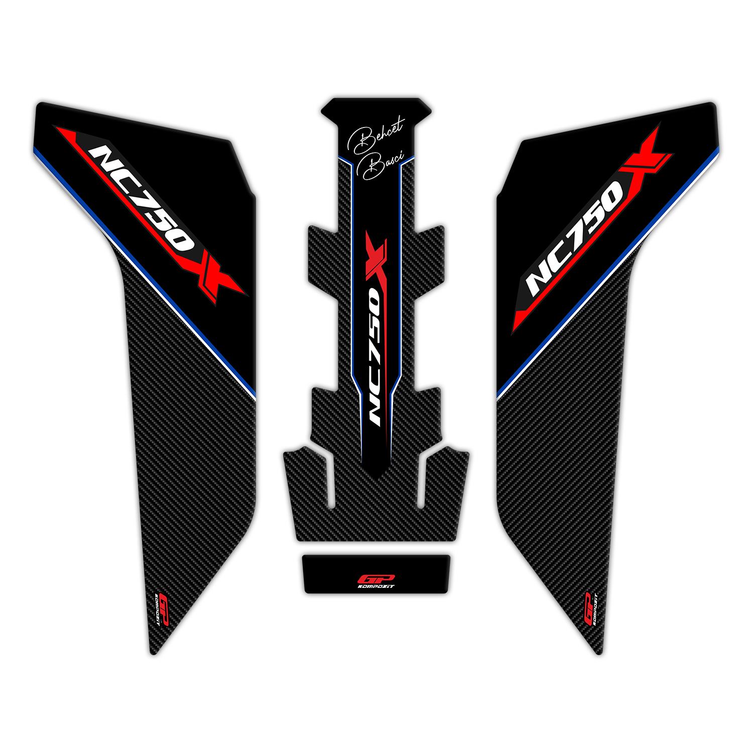 GP Kişiye Özel Honda NC 750 X 2016-2020 Uyumlu Tank Pad Seti Mavi
