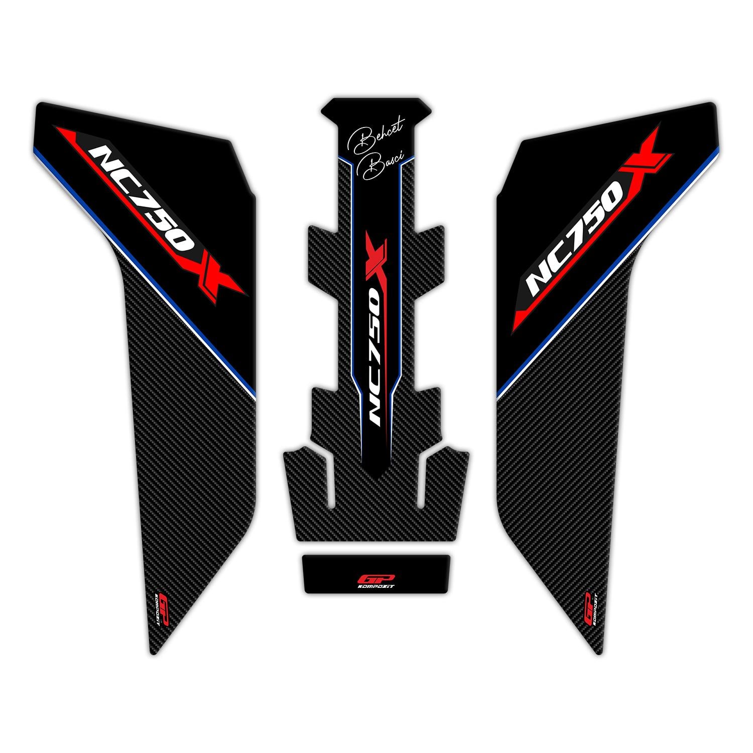 GP Kişiye Özel Honda NC 750 X 2016-2020 Uyumlu Tank Pad Seti Mavi