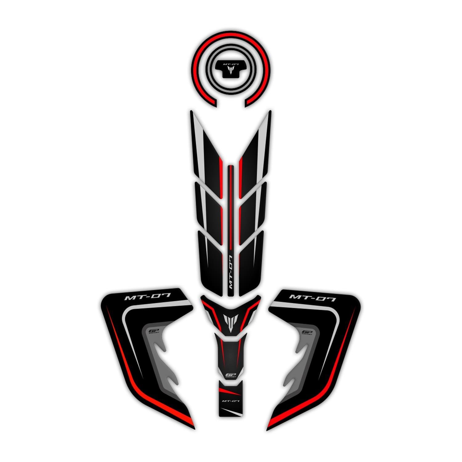 GP Kompozit Yamaha MT-07 2018-2020 Uyumlu Tank Pad Seti Kırmızı