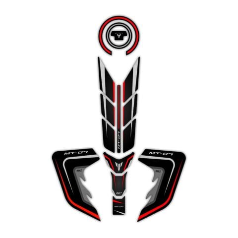 GP Kompozit Yamaha MT-07 2018-2020 Uyumlu Tank Pad Seti Kırmızı