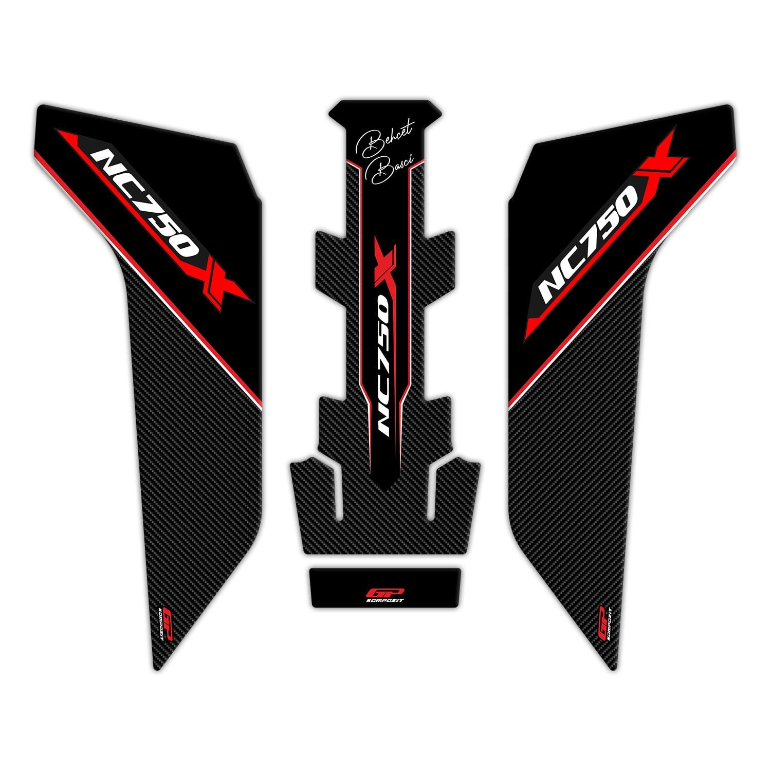 GP Kişiye Özel Honda NC 750 X 2016-2020 Uyumlu Tank Pad Seti Kırmızı