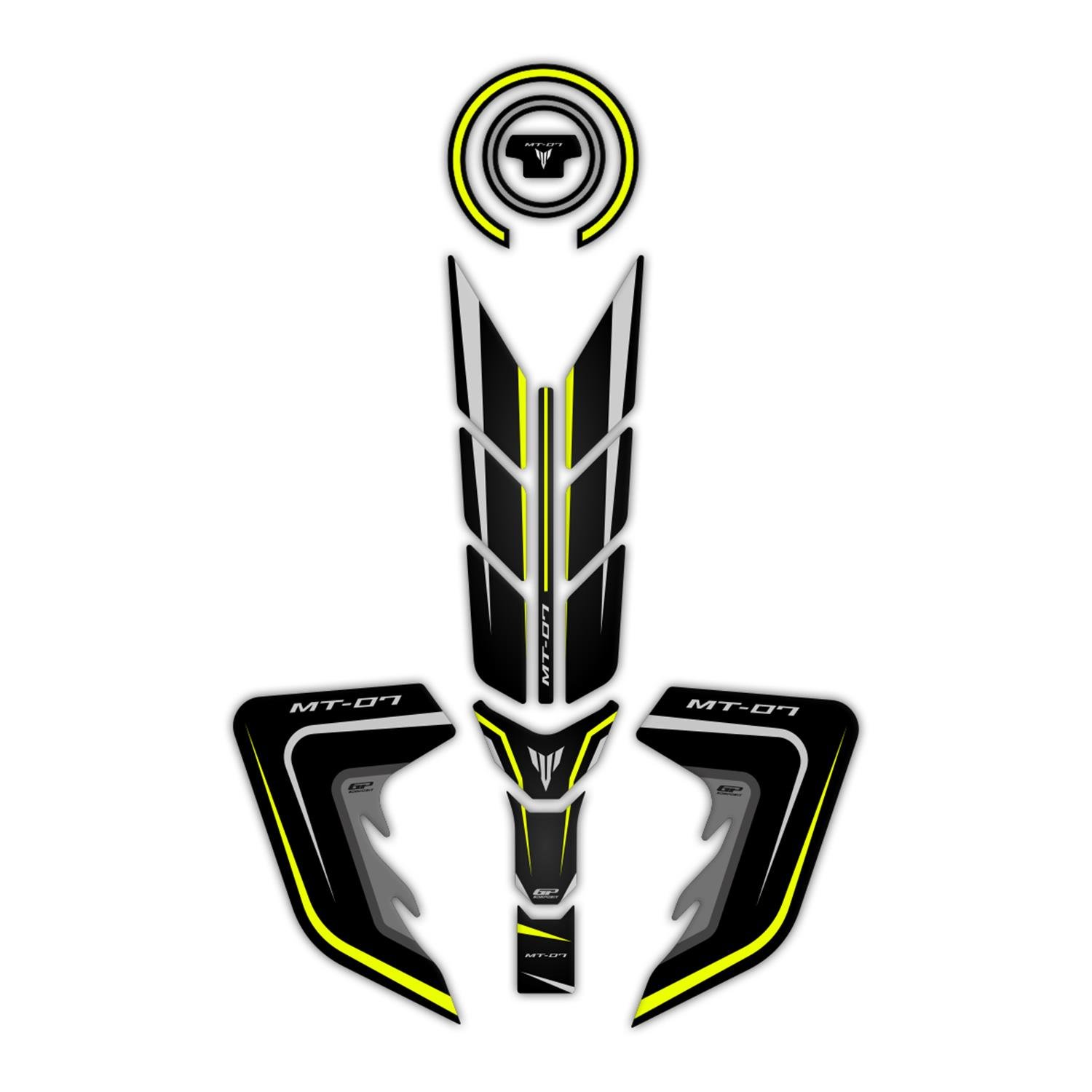 GP Kompozit Yamaha MT-07 2018-2020 Uyumlu Tank Pad Seti Sarı