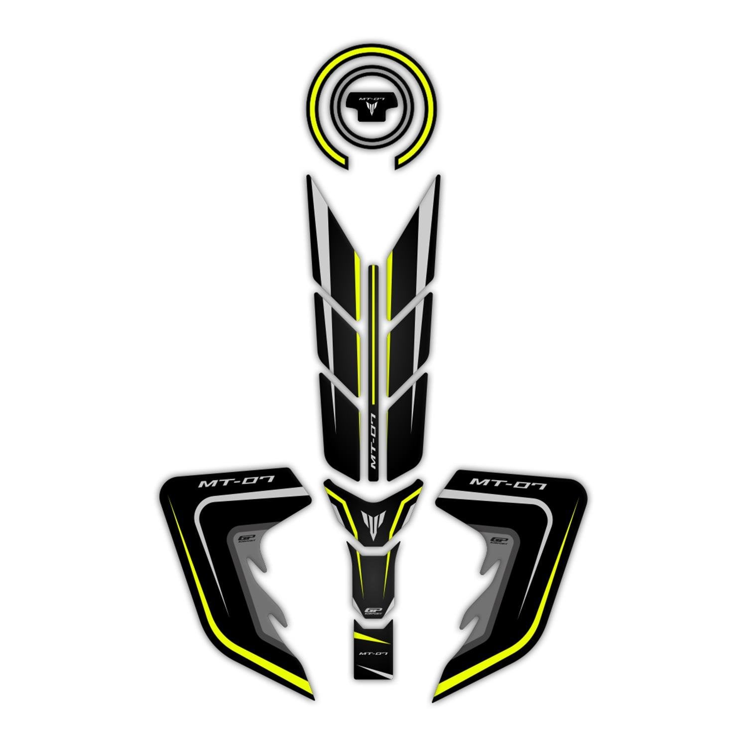 GP Kompozit Yamaha MT-07 2018-2020 Uyumlu Tank Pad Seti Sarı