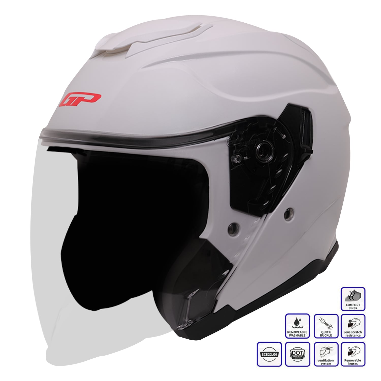 GP Kompozit MKS009-W Şeffaf Vizörlü Motosiklet Yarım Kask