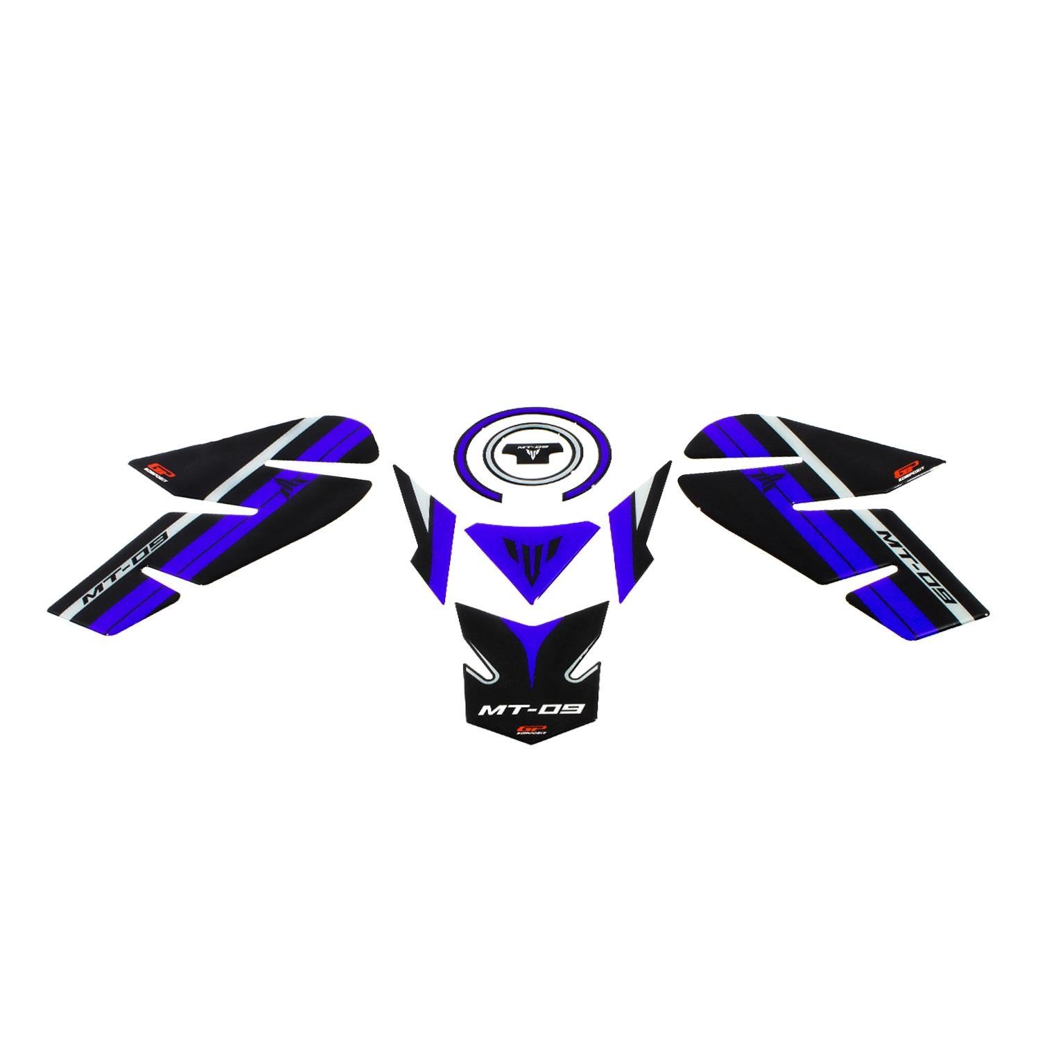 GP Kompozit Yamaha MT-09 2013-2016 Uyumlu Tank Pad Seti Mavi