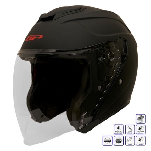 GP Kompozit MKS009-MB Şeffaf Vizörlü Motosiklet Yarım Kask